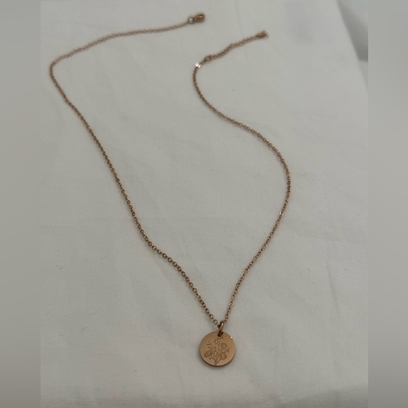 Aster Rose Gold Stainless Steel September Birth Flower Necklace Mother’s Day - Picture 5 of 8